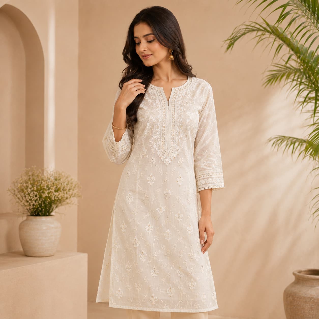 Chikankari Short Kurti